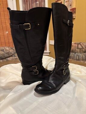 Naturalizer Black Over-the-Knee Buckle Riding Boots